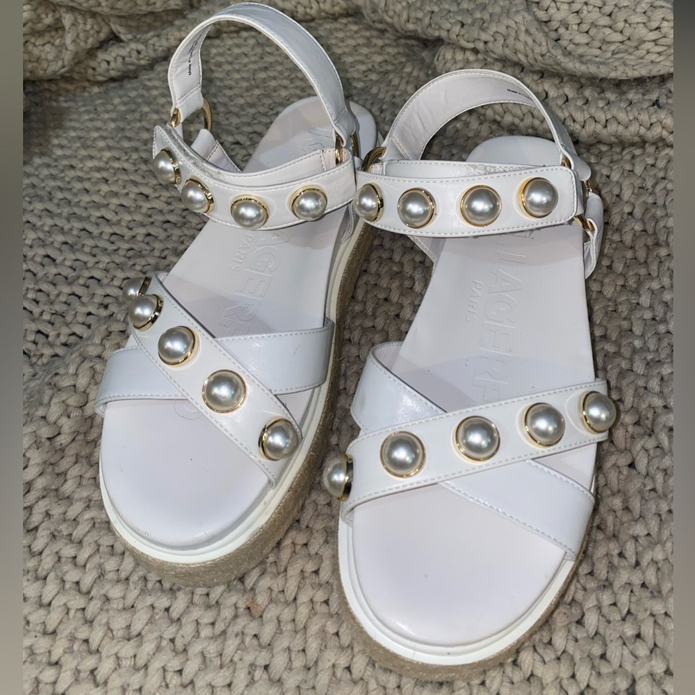 Karl Lagerfeld Platform Pearl Sandals EUC